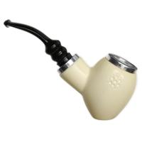 AKB Meerschaum Spot Carved Reverse Calabash Bent Egg with Silver (Mcinar) (with Case)