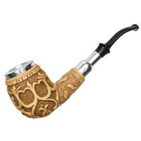 AKB Meerschaum Carved Bent Billiard with Silver (Cinar) (with Case)