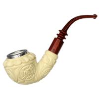 AKB Meerschaum Carved Floral Bent Dublin with Silver (H. Ege) (with Case)