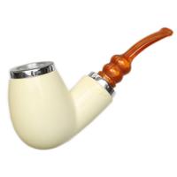 AKB Meerschaum Smooth Reverse Calabash Bent Billiard with Silver (Mcinar) (with Case)