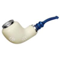 AKB Meerschaum Carved Reverse Calabash Bent Apple with Silver (Mcinar) (with Case)