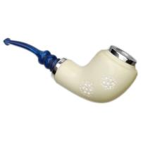 AKB Meerschaum Carved Reverse Calabash Bent Apple with Silver (Mcinar) (with Case)