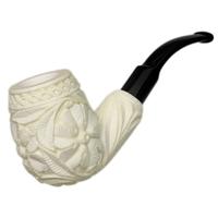 AKB Meerschaum Carved Floral Bent Billiard (with Case)
