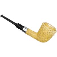 AKB Meerschaum Carved Floral Billiard with Silver (Tekin) (with Case)