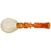AKB Meerschaum Carved Floral and Heart Bent Apple (I. Baglan) (with Case)