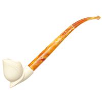 AKB Meerschaum Spot Carved Freehand Churchwarden (with Case and Extra Stem)