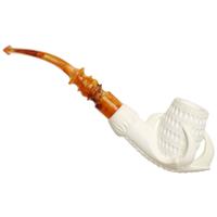 AKB Meerschaum Carved Dragon Claw Holding Vase (Ali) (with Case and Tamper)