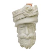 AKB Meerschaum Carved Bearded Man with Feathered Cap (Ali) (with Case and Tamper)