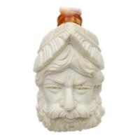 AKB Meerschaum Carved Bearded Man with Feather Headdress (Ali) (with Case and Tamper)