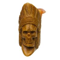 AKB Meerschaum Carved Indian Skull (Ali) (with Case and Tamper)