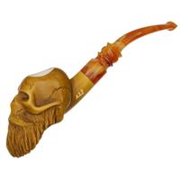 AKB Meerschaum Carved Bearded Skull (Ali) (with Case and Tamper)