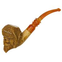 AKB Meerschaum Carved Skull with Cap (Ali) (with Case and Tamper)