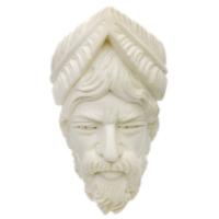 AKB Meerschaum Carved Man with Feather Headdress (Ali) (with Case and Tamper)