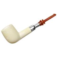 AKB Meerschaum Spot Carved Billiard with Silver (Koc) (with Case and Tamper)