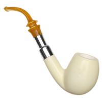AKB Meerschaum Smooth Bent Billiard with Silver (Koc) (with Case and Tamper)
