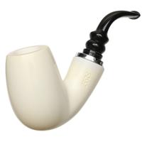 AKB Meerschaum Smooth Bent Billiard Reverse Calabash with Silver (Koc) (with Case and Tamper)
