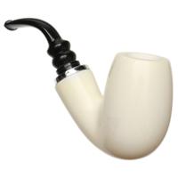 AKB Meerschaum Smooth Bent Billiard Reverse Calabash with Silver (Koc) (with Case and Tamper)