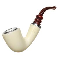 AKB Meerschaum Smooth Bent Dublin Reverse Calabash with Silver (Koc) (with Case and Tamper)