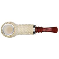 AKB Meerschaum Rusticated Bent Billiard Reverse Calabash with Silver (with Case and Tamper)