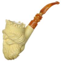 AKB Meerschaum Carved Skull with Crown (Ali) (with Case and Tamper)
