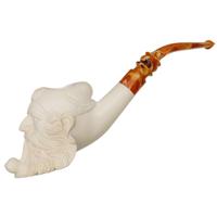 AKB Meerschaum Carved Smoking Man with Nightcap (with Case and Tamper)