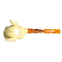 AKB Meerschaum Carved Viking Skull (Ali) (with Case and Tamper)