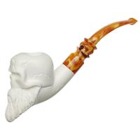 AKB Meerschaum Carved Bearded Skull (Ali) (with Case)