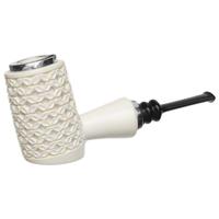 AKB Meerschaum Carved Reverse Calabash Floral Poker with Silver (with Case)