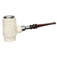 AKB Meerschaum Carved Floral Poker with Silver (A. Cevik) (with Case)