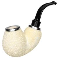 AKB Meerschaum Rusticated Reverse Calabash Freehand with Silver (A. Cevik) (with Case)