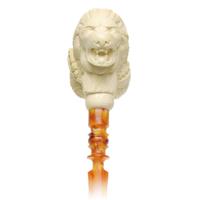 AKB Meerschaum Carved Bearded Man and Lion (I. Baglan) (with Case)