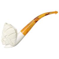 AKB Meerschaum Carved Native American Chief Skull