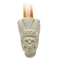 AKB Meerschaum Carved Native American Chief Skull