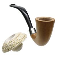 AKB Meerschaum Carved Calabash with Silver (with Pocket Case)