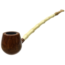 Nate King Smooth Bent Brandy Churchwarden with Bamboo (360)