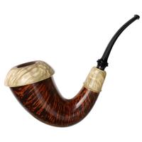 Abe Herbaugh Smooth Calabash with Musk Ox Horn (Crane)