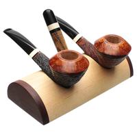 Scott Thile Partially Sandblasted Bent Bulldog Two Pipe Set with Stand and Tamper (OP2) (435) (436)