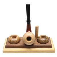 Scott Thile Smooth Calabash with Bocote, Zebrawood, and Maple (491) (with Tamper and Stand)