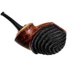 Ping Zhan Partially Rusticated Reverse Calabash Bent Apple with Boxwood