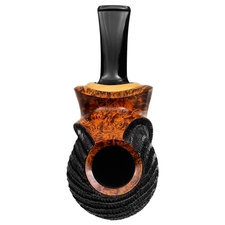 Ping Zhan Partially Rusticated Reverse Calabash Bent Apple with Boxwood