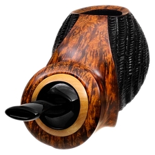 Ping Zhan Partially Rusticated Reverse Calabash Bent Apple with Boxwood