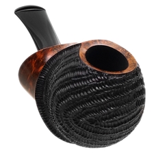 Ping Zhan Partially Rusticated Reverse Calabash Bent Apple with Boxwood