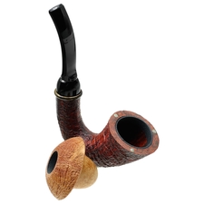 BriarWorks Crimson Sandblasted Magnetic Calabash with Light Sandblasted Cap