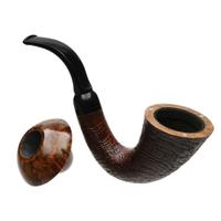 BriarWorks Signature Dark Smooth Calabash with Brown Sandblasted Cap with Black Stem