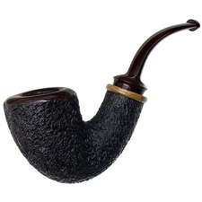 Jody Davis Partially Sandblasted Bent Dublin with Stellar's Sea Cow Bone (Abbot) (A16) (06)