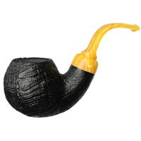 Moonshine Midnight Sandblasted Cannonball with Amber Stem