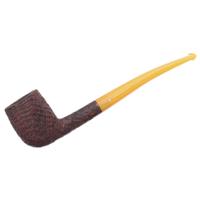Moonshine Leather Sandblasted Long Stem Hillbilly with Amber Stem