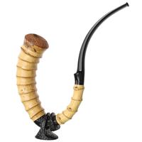 Ryan Alden Scorpion Tail Calabash with Bamboo, Meerschaum, and Spalted Pecan (Double Ace of Spades) (with Stand)