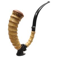 Ryan Alden Scorpion Tail Calabash with Bamboo, Meerschaum, and Spalted Pecan (Double Ace of Spades) (with Stand)