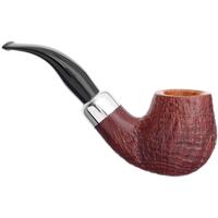 Savinelli Autograph Autograph Sandblasted Bent Billiard with Silver (6mm)